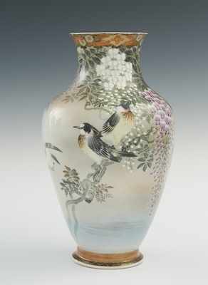 Appraisal: A Japanese Bird and Flower Aoki Vase Meiji Hand painted