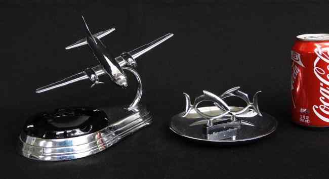 Appraisal: Lot chrome deco ashtrays including airplane ''Consolidated Vultee Aircraft Corporation''