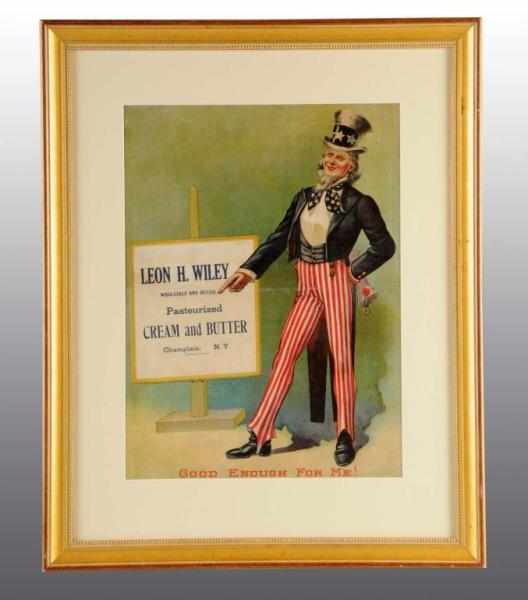 Appraisal: Paper Uncle Sam Leon Wiley Cream Butter Sign Description Great