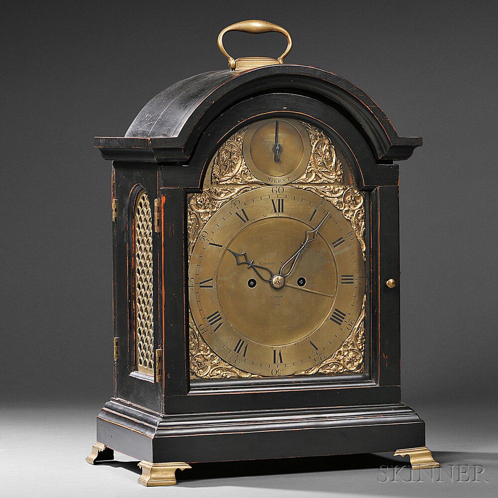 Appraisal: Eardley Norton Ebonized Bracket Clock London c a brass handle