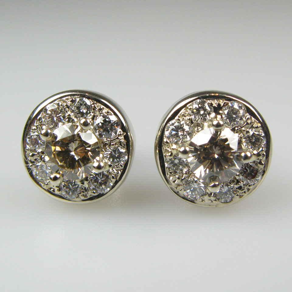 Appraisal: Pair Of k White Gold Stud Earrings each set with