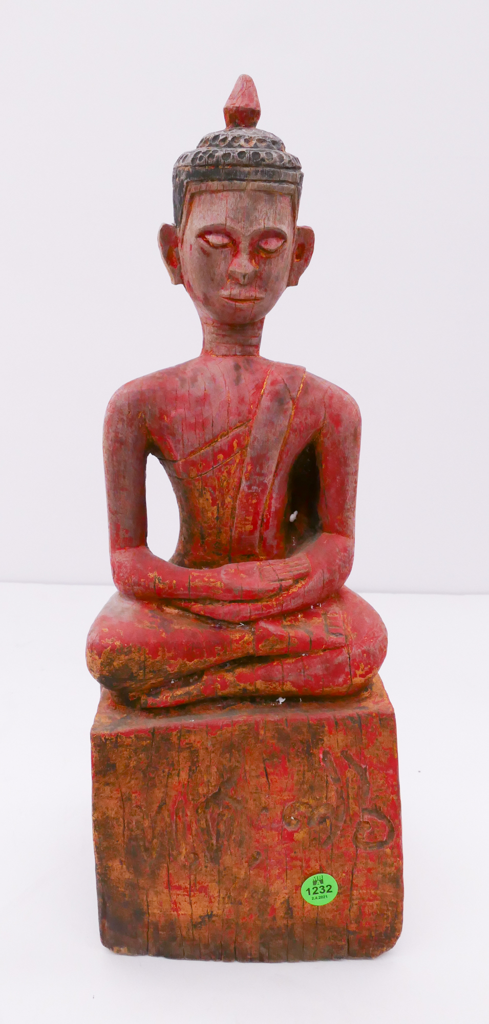 Appraisal: Laotian Gilt Lacquered Seated Wood Buddha- ''