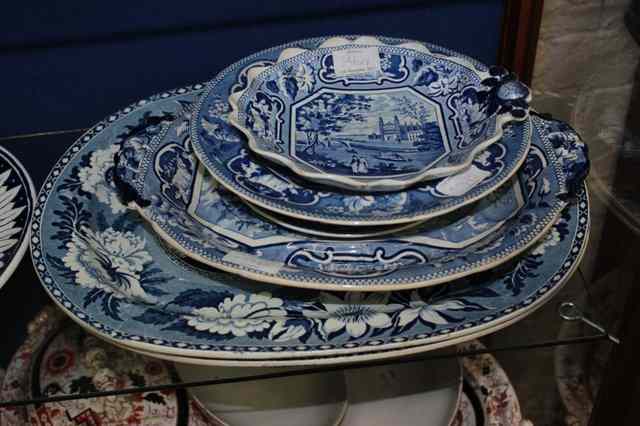 Appraisal: A GROUP OF J W RIDGWAY BLUE AND WHITE POTTERY