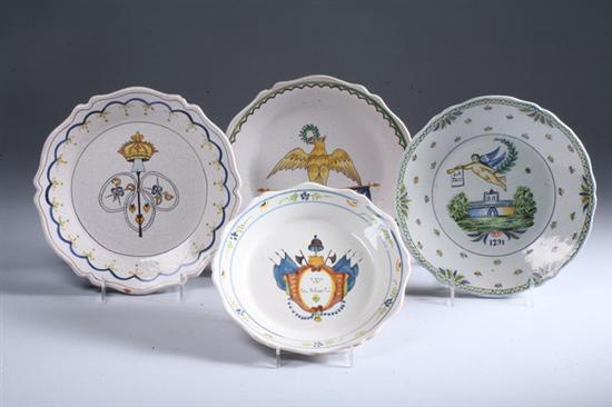 Appraisal: FOUR NEVERS FA ENCE REVOLUTIONARY-THEMED PLATES One inscribed Vive la