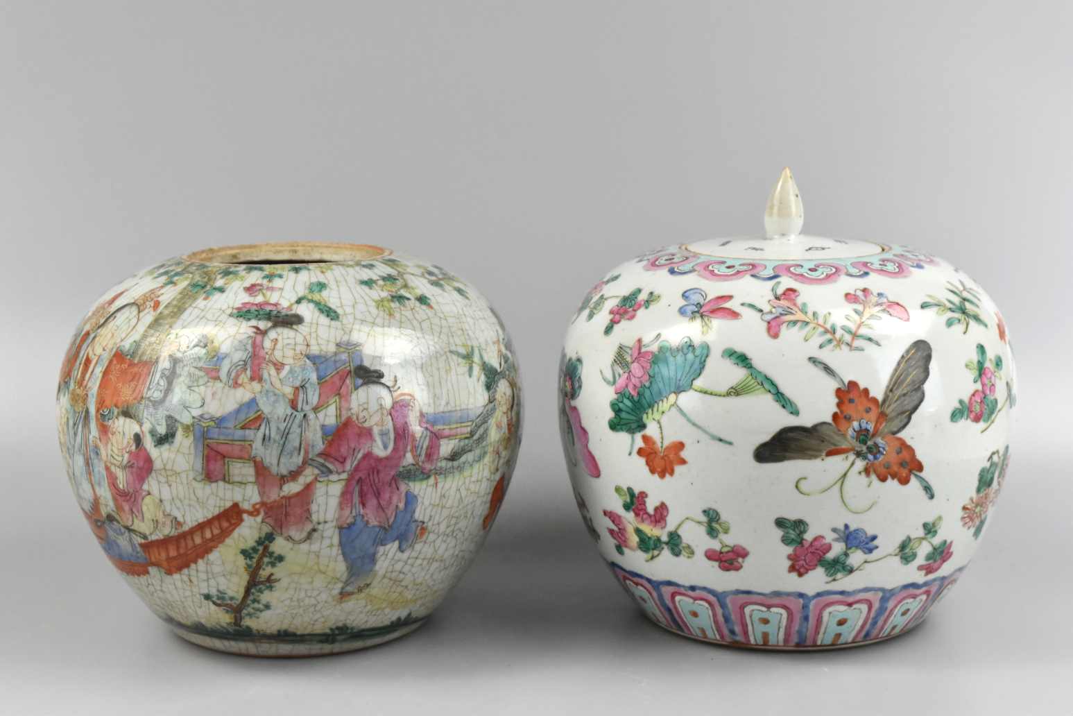 Appraisal: Two Chinese famille rose ginger jars dating from the th