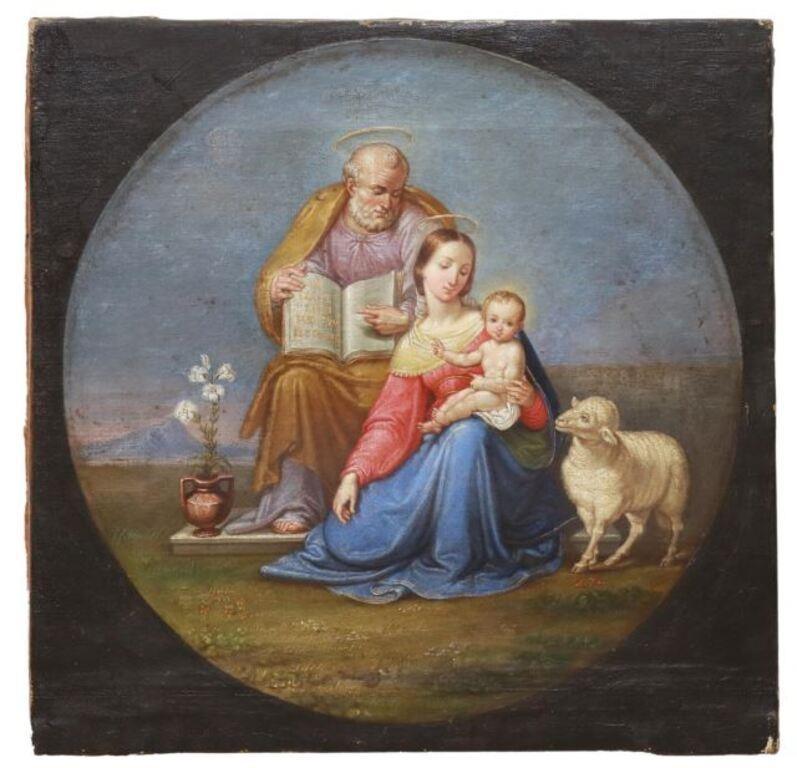 Appraisal: Italian School oil on stretched canvas painting The Holy Family