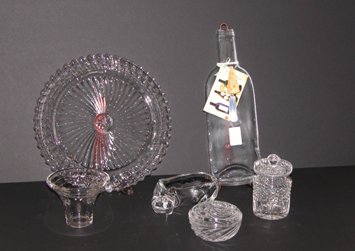 Appraisal: Assorted Glass Items including a Waterford Cut Glass Condiment Jar