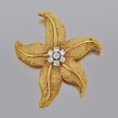 Appraisal: A Vintage k Gold Platinum and Diamond Starfish Pin Signed