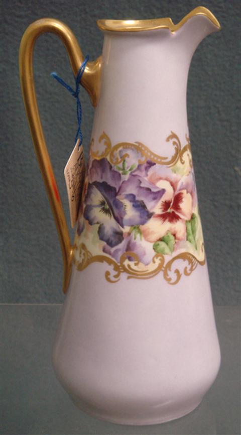 Appraisal: Floral decorated Hohenzollern Germany porcelain ewer Estimate -