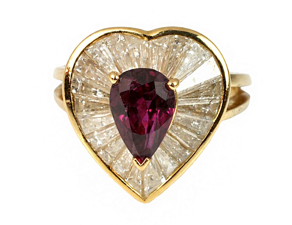 Appraisal: k Gold Ruby and Diamond Ballerina Style Ring Ruby diamond