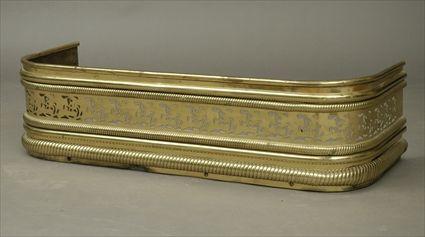 Appraisal: Federal-Style Brass Fire Fender Together with a set of brass