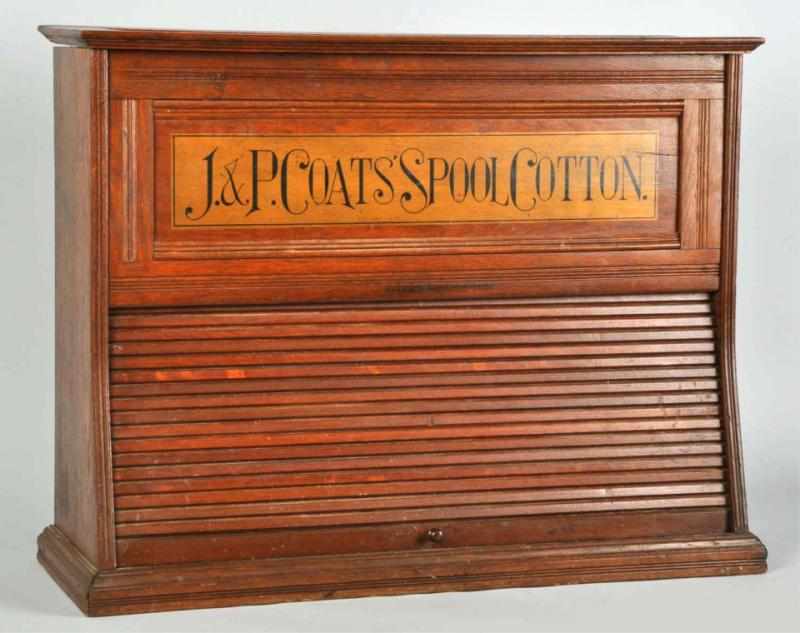 Appraisal: J P Coats Spool Cotton Cabinet Description Beautiful oak cabinet