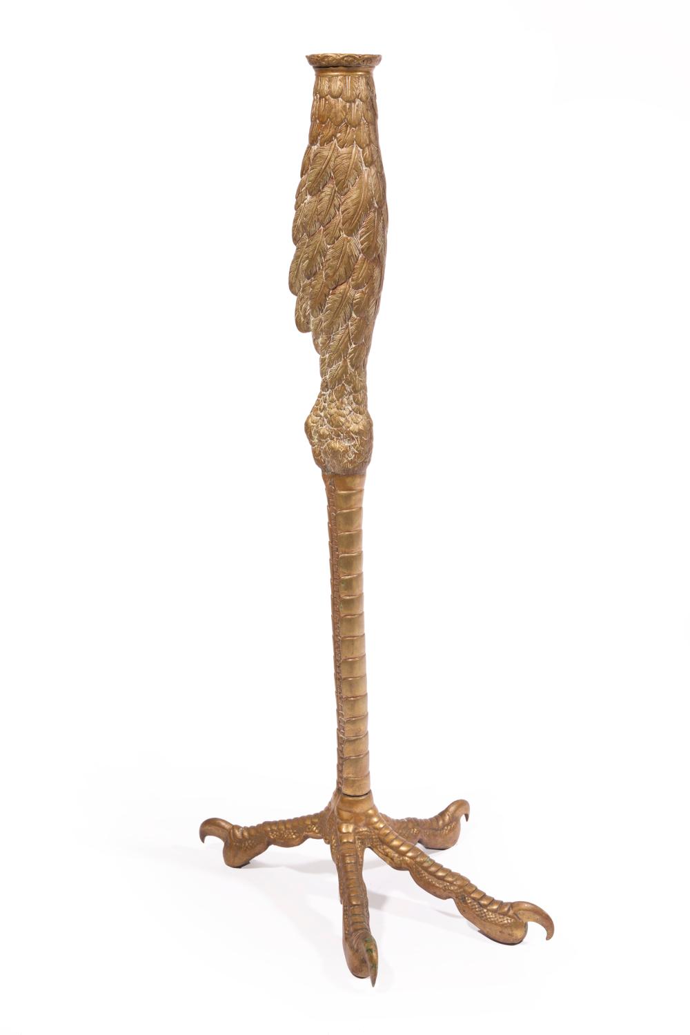 Appraisal: Antique Continental Bronze Bird's Leg Candlestick h in dia in