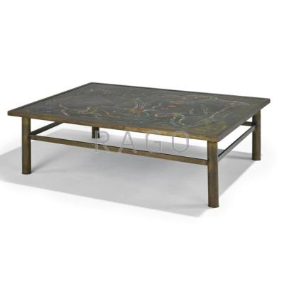 Appraisal: PHILIP LaVERNE Early coffee table New York s Patinated etched