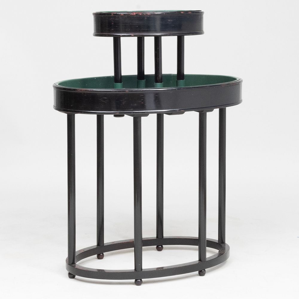 Appraisal: J J Kohn Two-Tiered Wood and Copper Plant Stand x