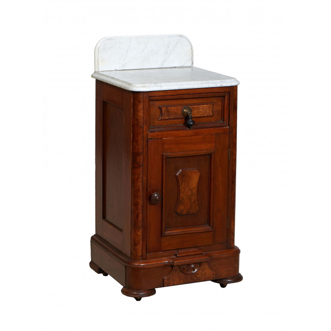 Appraisal: American Victorian Carved Walnut Marble Top Nightstand c the figured