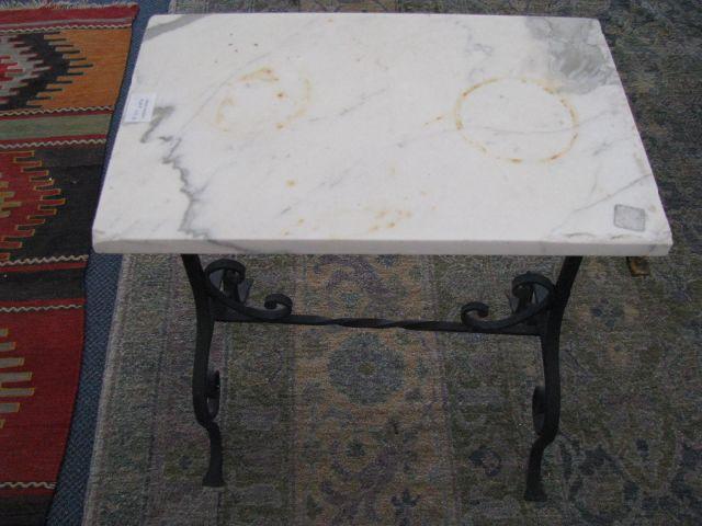 Appraisal: Wrought Iron Side Table marble top