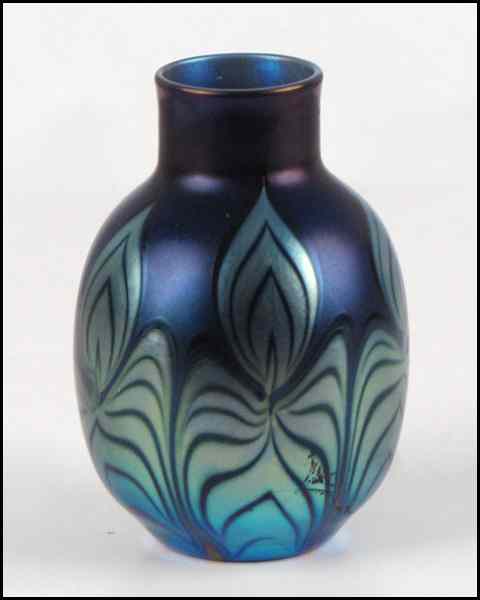 Appraisal: ART GLASS VASE Underside bears an etched signature reading ''L