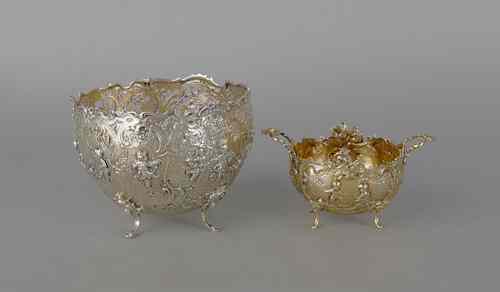 Appraisal: Two Continental silver bowls th c with repouss putti decoration