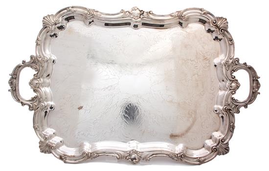 Appraisal: Sale Lot An English Silver Plate Handled Serving Tray raised