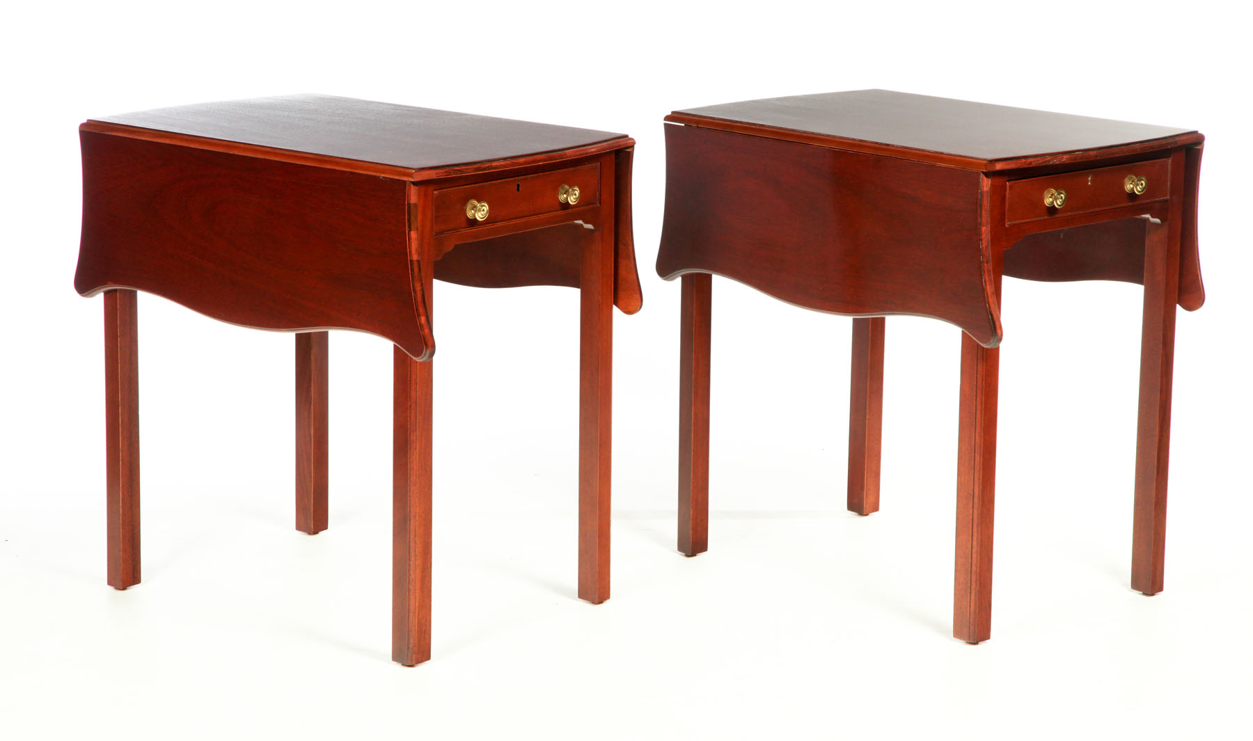 Appraisal: PAIR OF PEMBROKE-STYLE END TABLES Southampton Furniture th century mahogany