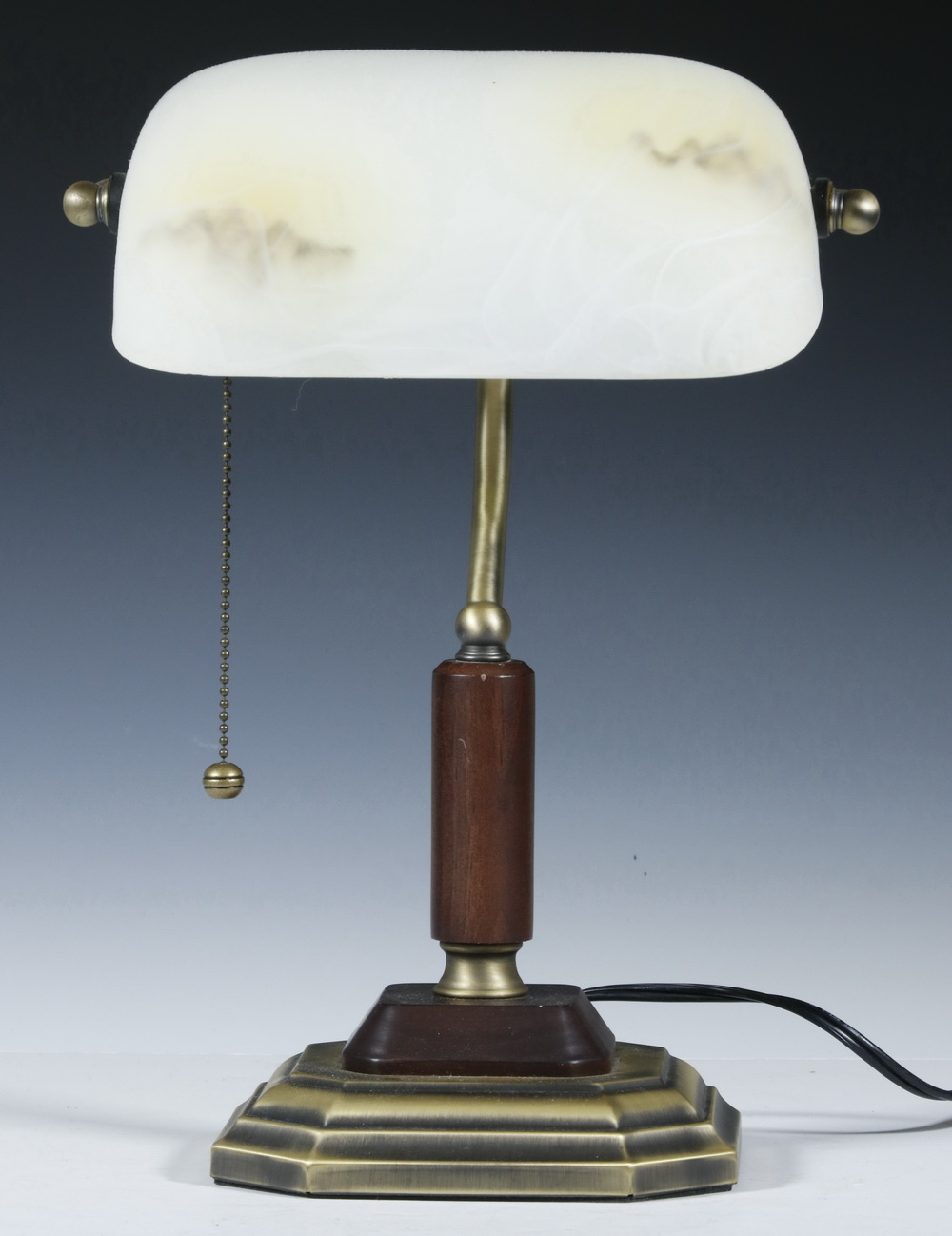 Appraisal: DESK LAMP BY OTTO LITE Contemporary marbleized satin glass shade