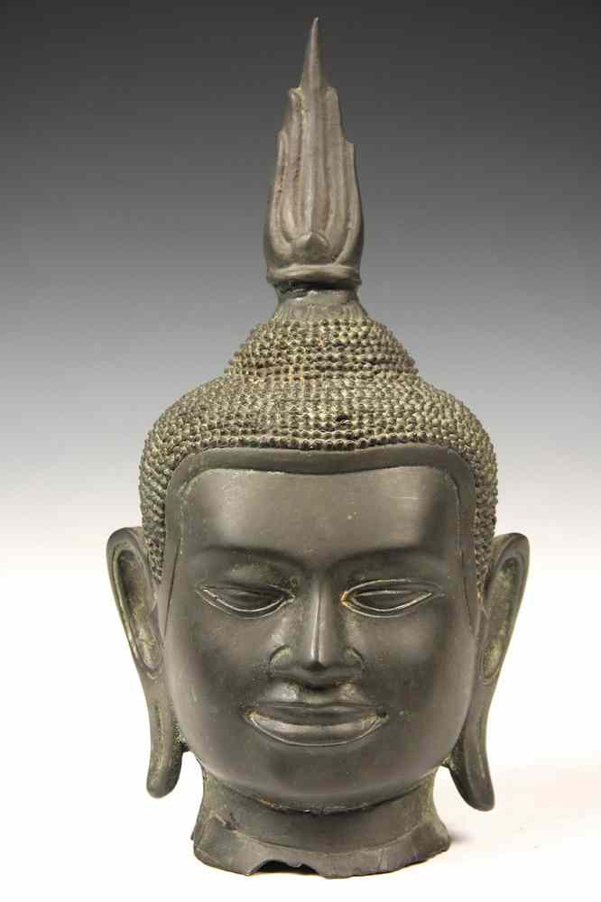 Appraisal: SIAMESE BRONZE BUDDHA HEAD - th- th c Hollow Cast