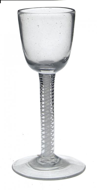 Appraisal: A WINE GLASS the rounded funnel bowl on double series