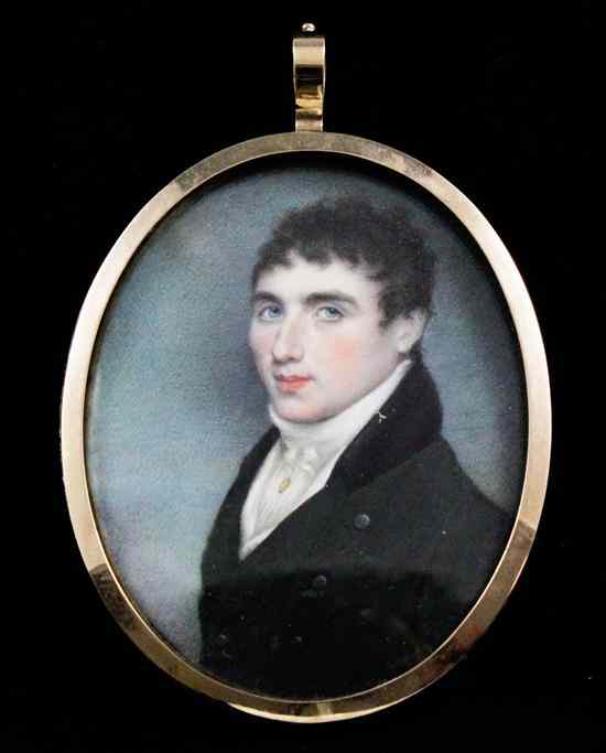 Appraisal: Charles Byrne Irish -c oil on ivory Miniature of Mr