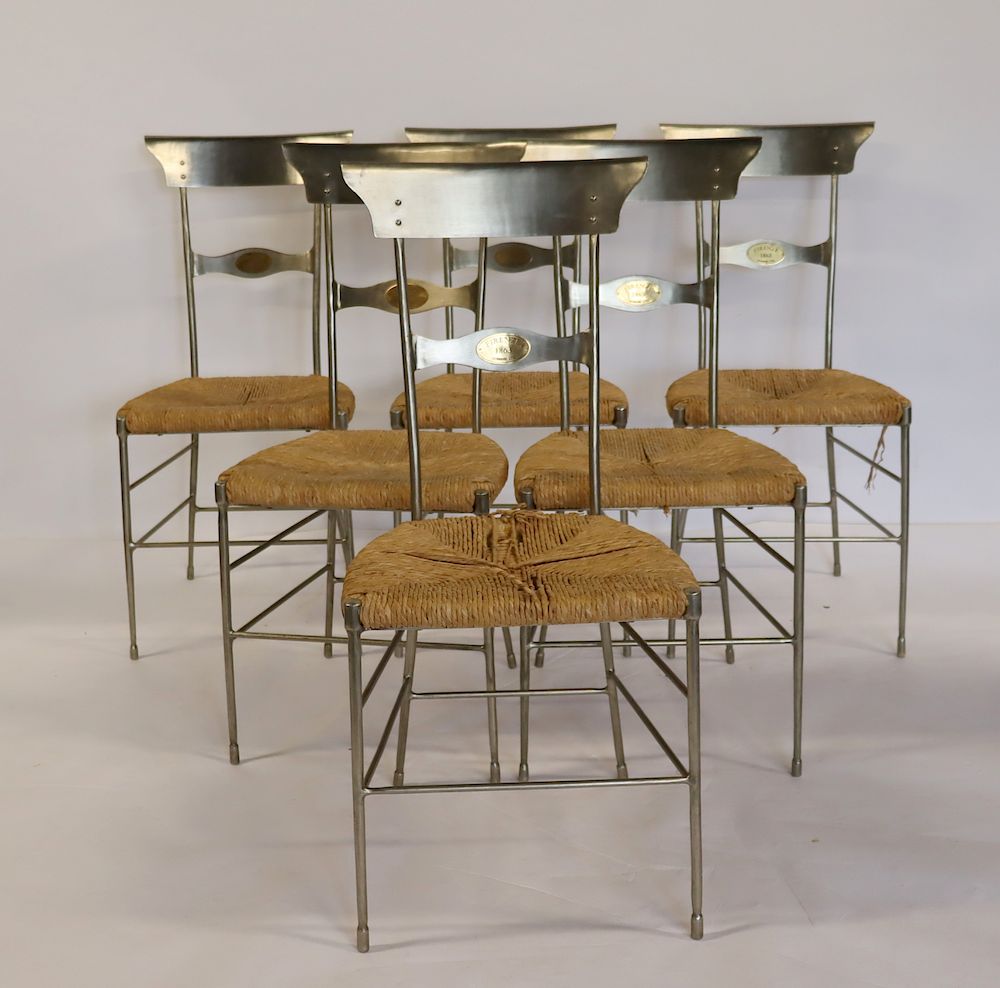 Appraisal: Vintage Firenze Polished Steel Chairs From a Westchester estate -