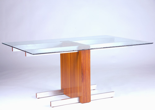 Appraisal: VLADIMIR KAGAN Cubist Extension dining table with plate glass top