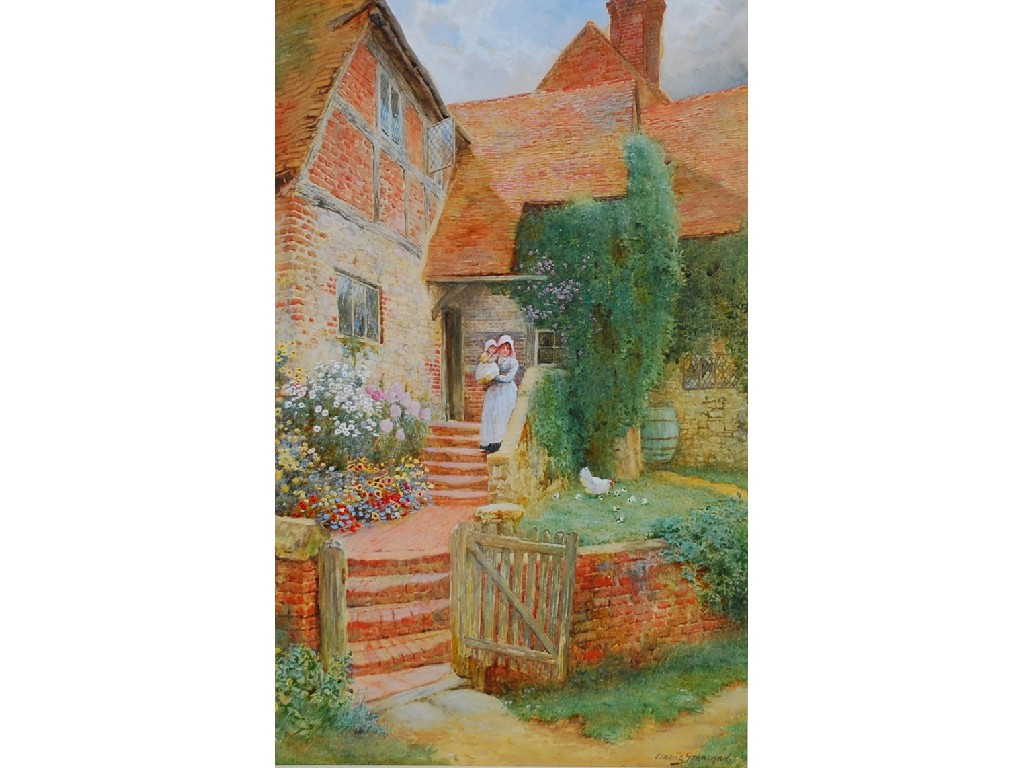 Appraisal: ARTHUR CLAUDE STRACHAN - WATERCOLOUR Mother and Child in Cottage