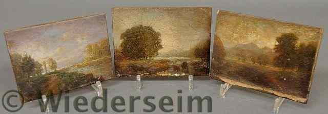 Appraisal: Small unframed oil on panel painting of a landscape with