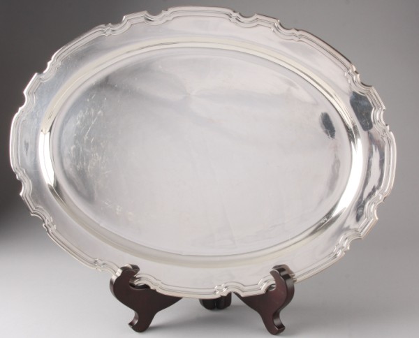 Appraisal: Serving tray with decorative rim x marked Tiffany Co troy