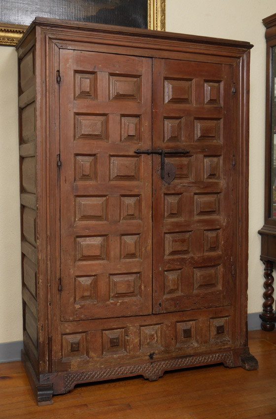 Appraisal: CARVED SPANISH COLONIAL DOOR CABINET The front doors with carved