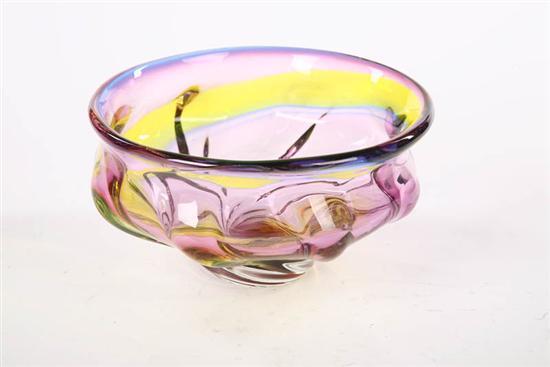 Appraisal: ART GLASS BOWL Pillar mold form with a flared rim