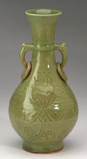 Appraisal: Chinese celadon bottle vase h Chinese bottle form celadon vase