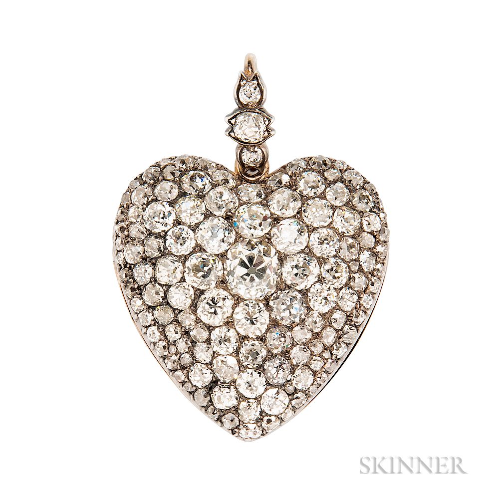 Appraisal: Fine Antique Diamond Heart Pendant Fine Antique Diamond Heart Pendant