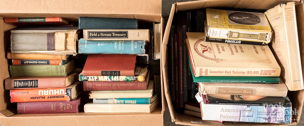 Appraisal: Two boxes of books Two boxes of books to include