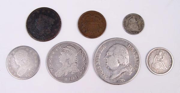 Appraisal: COLLECTION OF 'S US FRENCH COINS To include US cent