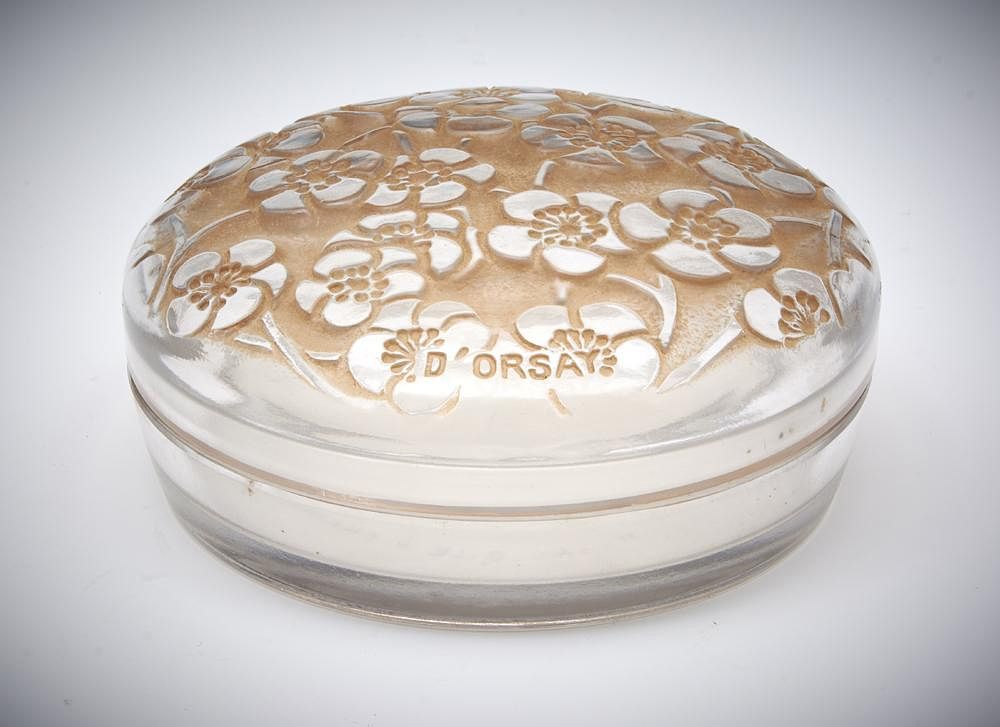 Appraisal: R Lalique crystal Le Lys for D'Orsay powder box R