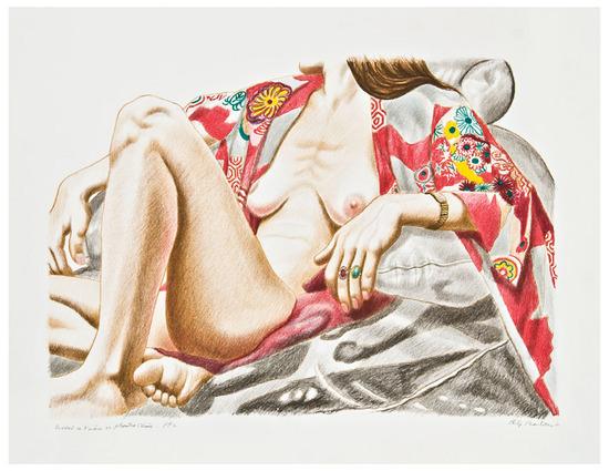 Appraisal: Philip Pearlstein b Model in Kimono on Plastic Chair and