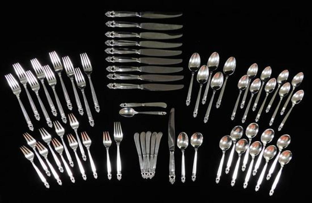 Appraisal: STERLING Sterling International Royal Danish flatware service sixty-two pieces includes