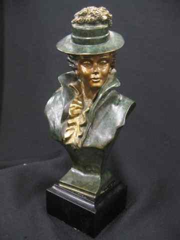 Appraisal: Bronze Bust of a Lady signed black marble base ''