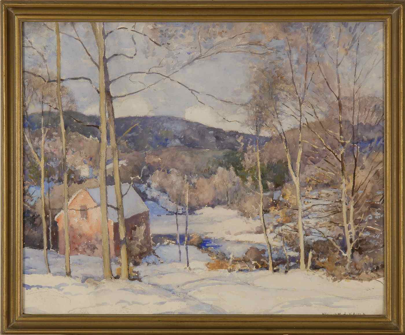 Appraisal: WILLIAM JURIAN KAULAAmerican - Red Mill'' a New England winterscape