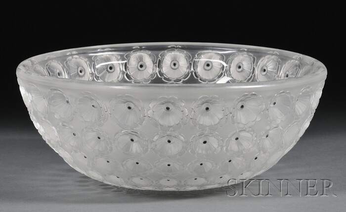 Appraisal: Lalique Nemours Pattern Glass Bowl Art glass and enamel France