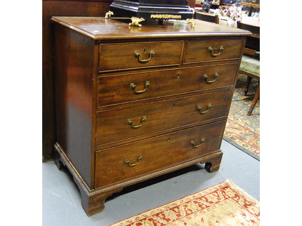 Appraisal: George III mahogany chest of two short over there long