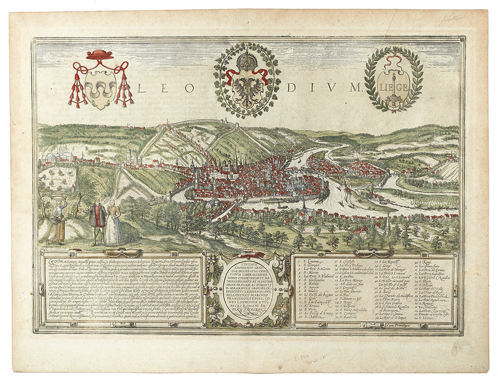 Appraisal: BRAUN GEORG and HOGENBERG FRANZ Leodium Liege Double-page engraved city