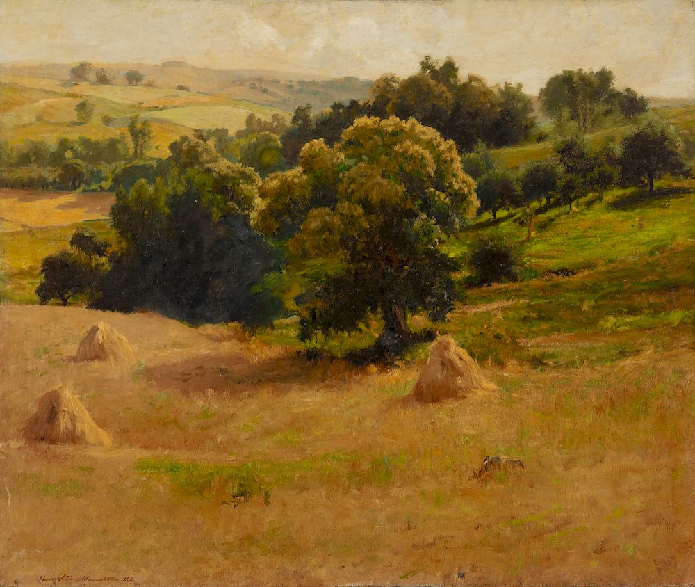 Appraisal: Hamilton Hamilton Untitled Field with Haystacks HAMILTON HAMILTON - Untilted