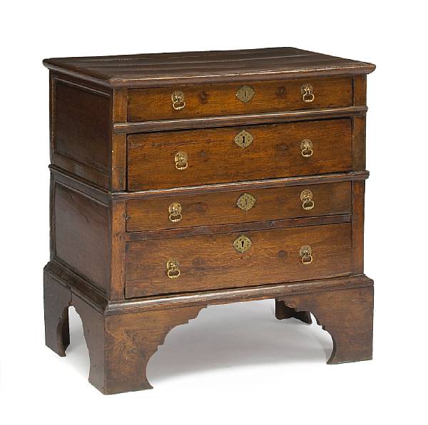 Appraisal: A Charles II oak two part chest of drawers fourth